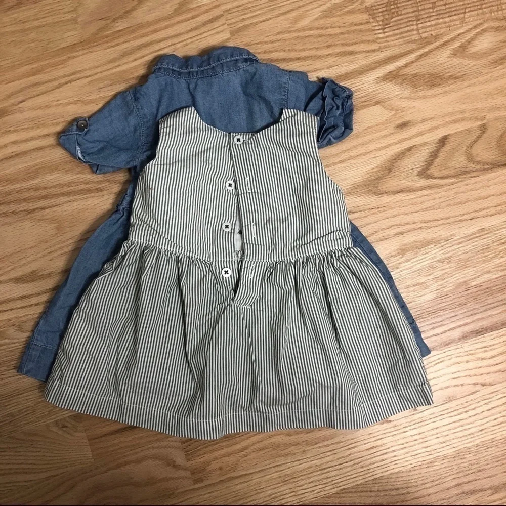 Carter’s 6 Month Dress Bundle Denim Striped Baby Girl Blue Black Short Sleeve